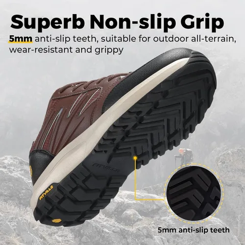 Vista 3 de FitVille Zapatos de senderismo anchos para hombre, repelentes al agua, para exteriores, zapatos de trabajo con soporte de arco, núcleo resistente