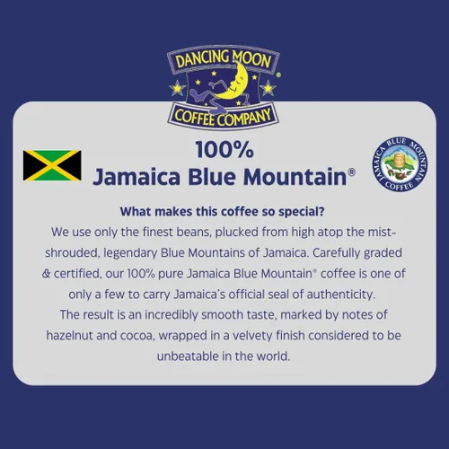 Vista 7 de Dancing Moon - Café molido 100% puro Jamaica Blue Mountain®, tostado medio de 8 onzas Origen único, suave, suave, certificado JACRA, bajo