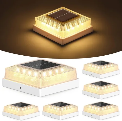 Vista 12 de Brightever 3.5 x 3.5 4x4 luz solar para poste al aire libre, paquete de 4 luces solares para postes de madera/vinilo, 3 modos de iluminación, luces