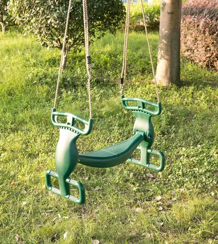 Vista 3 de Swingset al aire libre de plástico doble planeador patio patio 2 persona niños diversión columpio, verde