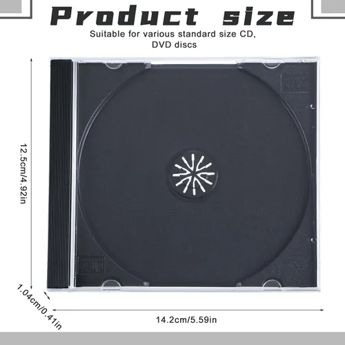 Vista 3 de LEIFIDE 50 Piezas Caja de Joya para CD de 10.4 mm de Plástico Transparente, Funda Única para DVD, Funda Estándar para CD/DVD para Protección