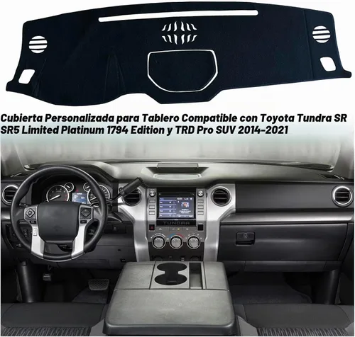Vista 3 de Cubierta de tapete para salpicadero, consola central interior personalizada compatible con Toyota Tundra 2014, 2015, 2016, 2017, 2018, 2019, 2020