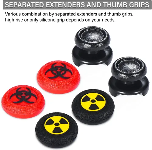 Vista 3 de 2 extensores de palanca de pulgar FPS y 4 fundas de agarre de silicona de goma para impresión para Xbox Series XS y Xbox One