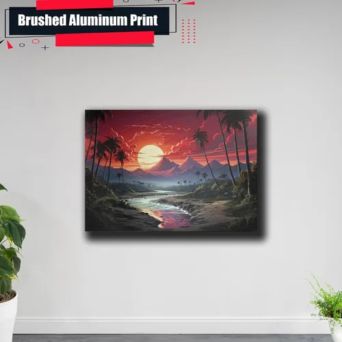 Vista 5 de Neon Sunset Vibes Florida Synthwave Sunset Framed poster Print, Retro Miami Style Wall Art, Decor poster, Art Print