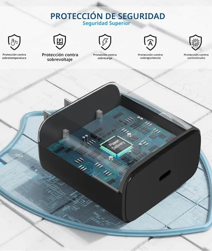 Vista 5 de 2025 Nuevo Cargador Súper Rápido de 45W Tipo C 3.0 Paquete de 2 con Cable de Carga Tipo C de 10 Pies - Cargador de Repuesto de 45W USB-C