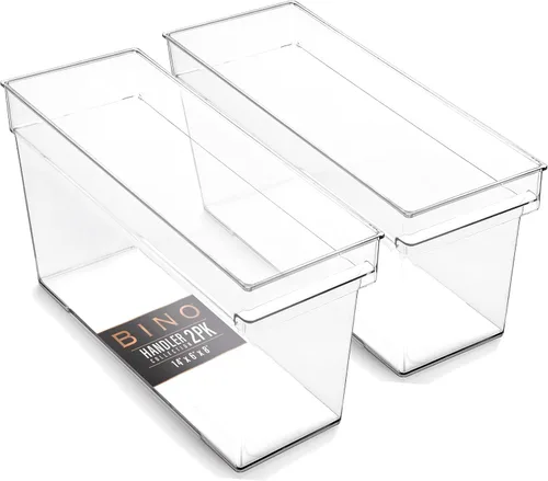 Vista 17 de BINO Contenedores de almacenamiento de plástico, pequeños y poco profundos THE HANDLER COLLECTION Contenedores organizadores multiusos