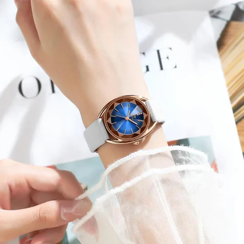 Vista 6 de Fate Love Relojes para mujer, reloj de pulsera para mujer, reloj de cuarzo de lujo, impermeable, correa de cuero, reloj delgado de diamante, reloj