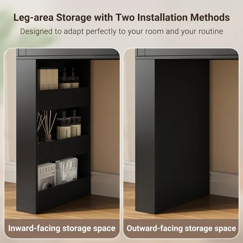 Vista 7 de ELYKEN Tocador de maquillaje con cómoda, escritorio de tocador con estación de carga y espejo iluminado para dormitorio, mesa de tocador