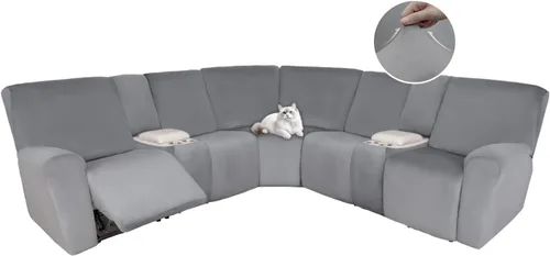Vista 131 de HDCAXKJ Fundas de sofá seccional reclinable de terciopelo, cubierta de sofá seccional en forma de L, lavable, elástica, suave, para rincón