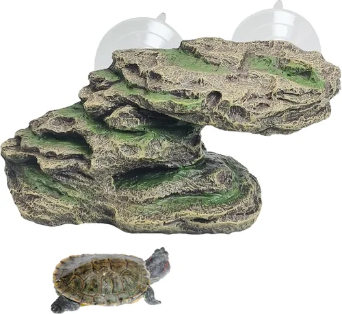 Vista 10 de kathson Plataforma para tomar el sol de tortuga, rampa de escalada de tortugas para bebé, esquisto, reptiles, muelle, terraza, piedra, pequeño