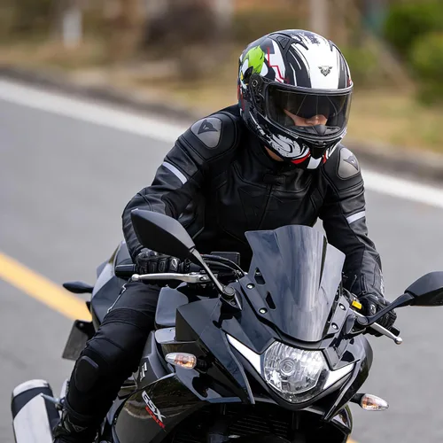 Vista 4 de VCOROS Casco integral de doble visera para motocicleta para adultos, Casco de moto de calle y carrera X9 aprobado por DOT con visera negra