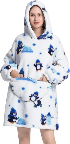 Vista 17 de Manta con capucha, sudadera de gran tamaño para adultos, mujeres y hombres, hecha de franela muy suave y cálida, con bolsillo y mangas