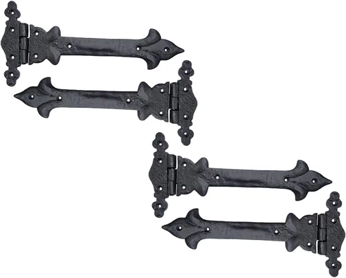 Vista 4 de Adonai Hardware Adonijah Bisagra falsa de aluminio para montaje frontal (6.5" x 12 Pack, Negro mate) para puertas de granero, puertas, armarios
