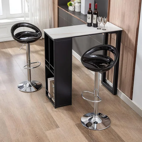 Vista 7 de DUHOME Juego de 2 taburetes de bar ABS ajustables giratorios, 2 piezas para isla de cocina, bar y pub (negro)