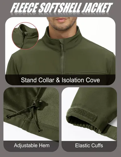 Vista 7 de MAGCOMSEN Chaqueta ligera Softshell para hombre, con forro polar, impermeable, cortavientos, para senderismo al aire libre