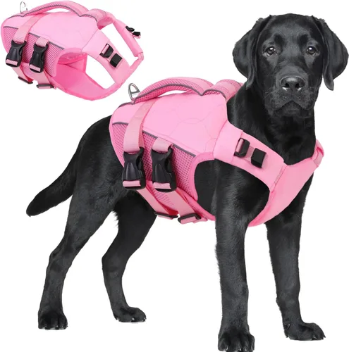 Vista 20 de ASENKU Chaleco salvavidas para perros, chaleco de natación para perros de alta flotación con asas de rescate para perros pequeños, medianos