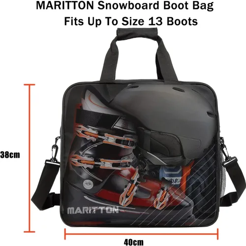 Vista 8 de Combo de bolsas acolchadas para botas de snowboard y tabla, Almacén y transporte de snowboard de hasta 165 cm y botas hasta la talla 13, Bolsas
