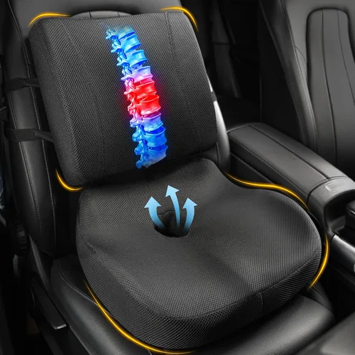 Vista 11 de Cojín de asiento de coche: cojín ergonómico de espuma viscoelástica para aliviar el dolor de ciática, almohada de asiento de conducción más grande
