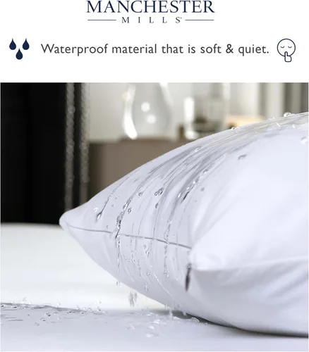 Vista 3 de Protect360 - Protector de almohada (juego de 2) – King, 21 x 36 pulgadas, protección contra microbios e impermeable, cierre de cremallera oculto