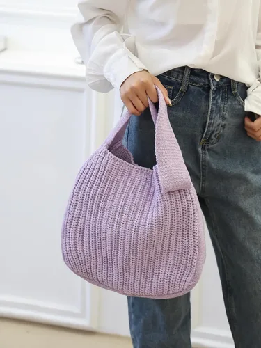 Vista 7 de ENBEI Bolsos de hombro para mujer Bolsos de ganchillo Bolso de punto grande Bolso de mano estético para la escuela lindo Bolsas de mano Bolsa