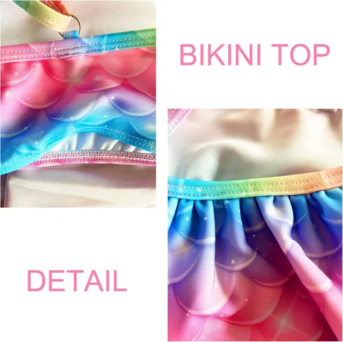 Vista 3 de DNFUN Traje de sirena para niñas con monoaleta