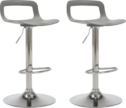Vista 10 de Juego de 2 taburetes de bar, taburetes de bar giratorios de plástico ajustables, taburetes modernos con respaldo abierto y reposapiés, taburetes