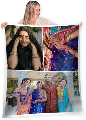 Vista 22 de FrameStory Manta personalizada con fotos y texto, totalmente personalizable con tus fotos y mensajes, manta de forro polar suave y suave, 30 x 40