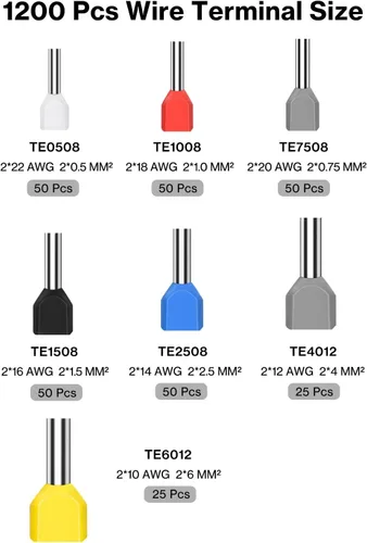 Vista 2 de Lytool Kit de herramientas de prensado de virola, alicates de alambre de doble y una línea, crimpadora de virola hexagonal y kit de conector de 1200