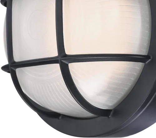 Vista 2 de Westinghouse 6114000 Lámpara de pared LED regulable tradicional de una sola luz, acabado negro texturizado, cristal blanco