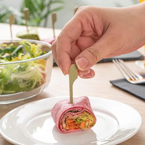 Vista 5 de Restaurantware Pinchos de bambú de 2.5 pulgadas, 1000 púas de bambú desechables resistentes – Cabeza de paleta resistente de bambú para aperitivos