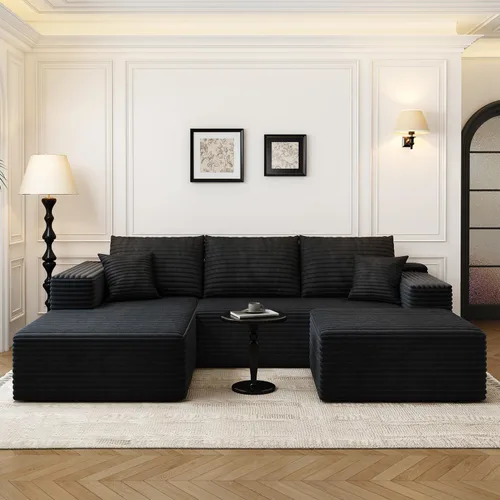 Vista 8 de Sofá seccional modular Cloud de 107.5 pulgadas con 1 otomana, sofás tapizados modernos minimalistas, cómodo sofá en forma de U para sala de estar