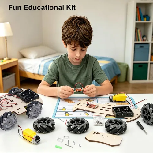 Vista 3 de Proyectos STEM para niños de 6, 7, 8, 9, 10, 11, 12 años, construye tu propio auto de control remoto 4WD, kit de electrónica de experimentos