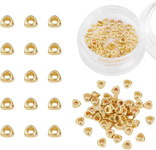Vista 50 de BEADIA Cuentas espaciadoras triangulares chapadas en oro de 14 quilates, 0.098 x 0.059 in, 50 unidades para hacer joyas, no se deslustran