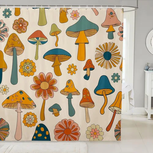 Vista 20 de Erosebridal Cortina de baño psicodélica, verde azulado, azul, morado, juego de cortina de ducha para niños y niñas, cortina de ducha exótica