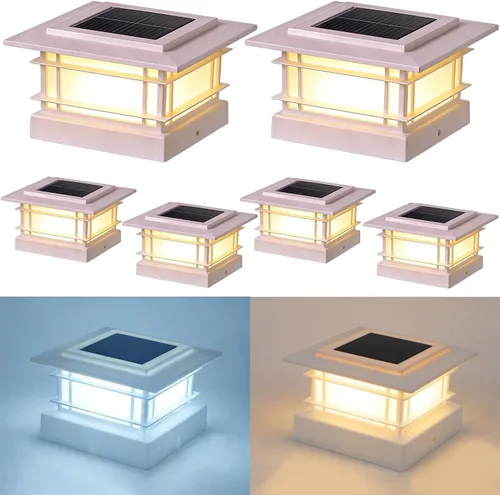 Vista 22 de Dynaming Luces solares de 4 x 4 para exteriores con 2 modos de color, luces solares para poste de valla, carcasa negra para postes de vinilo/madera