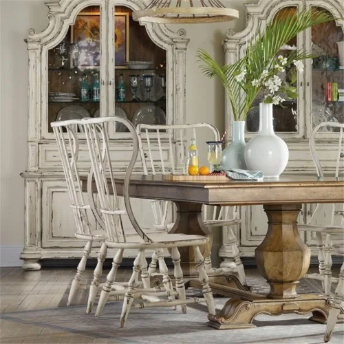 Vista 2 de Hooker Furniture Sanctuary - Silla auxiliar de comedor con respaldo de husillo, color blanco (juego de 2)