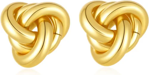 Vista 14 de Aretes chapados en oro de 14 quilates para mujer, joyería gruesa Corazón de oro de 14 quilates