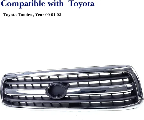 Vista 3 de Conjunto de parrilla delantera compatible con Toyota Tundra 2000 2001 2002 Pickup Truck 531000C020 TO1200223 carcasa cromada con inserto negro