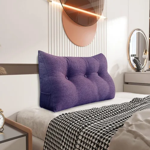 Vista 26 de Almohada pequeña de cuña para cabecero, almohada de lectura para sentarse en la cama, respaldo de adulto, almohada triangular de refuerzo para sofá