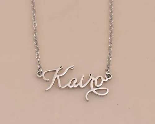 Vista 6 de Collar con nombre personalizado para cumpleaños, Metal, Acero inoxidable