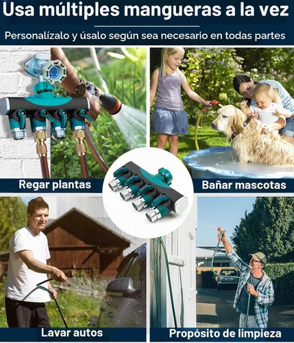 Vista 7 de DBR Tech® Divisor de manguera de 4 vías (durabilidad superior), conector de mangueras de jardín premium, válvula de agua resistente de 4 vías