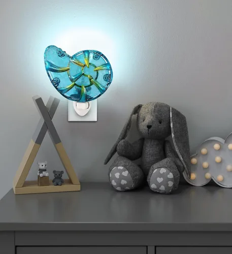 Vista 7 de Puzzled Luz nocturna de cristal de concha de mar, decoración de pared con temática oceánica con interruptor de encendido/apagado, iluminación