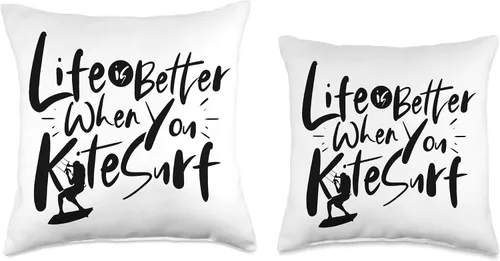 Vista 3 de Life Is Better When You Kitesurf Kitesurfer Kitesurfing Throw Pillow