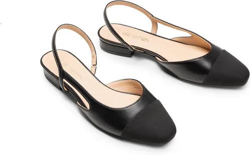 Vista 5 de DREAM PAIRS Zapatos planos para mujer, con puntera cuadrada, para mujer, estilo casual, trabajo, oficina, fiesta, zapatos de vestir de tacón bajo