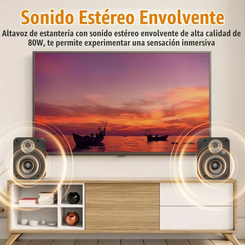 Vista 7 de BESTISAN - Altavoces Bluetooth para estantería, altavoces de computadora
