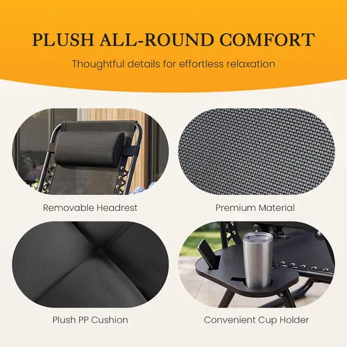 Vista 8 de NEWBULIG Silla de gravedad cero, reclinable plegable para patio con Oscuro