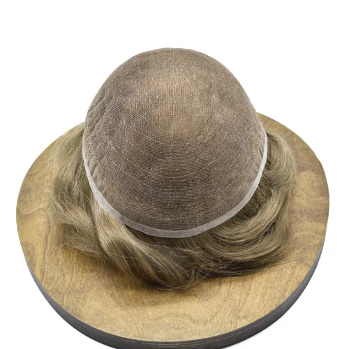 Vista 4 de Completo suizo encaje tupé para hombres pieza de pelo real sistema de reemplazo de cabello humano para hombres Toupee Hairpieces para hombres 7x9