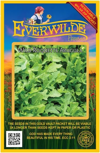 Vista 4 de Everwilde Farms - Semillas de hierbas de rúcula Roquette de 1 onza - Gold Vault