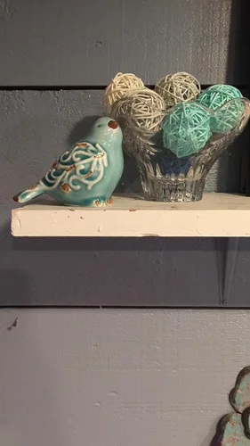 Vista 6 de Figura de pájaro de cerámica con acabado envejecido, decoración del hogar, juego surtido de 3