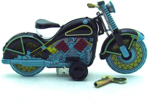 Vista 2 de Charmgle Retro Wind-Up - Juguete de colección para adultos, accesorios de fotografía de juguete de motocicleta, decoración de juguetes de lata